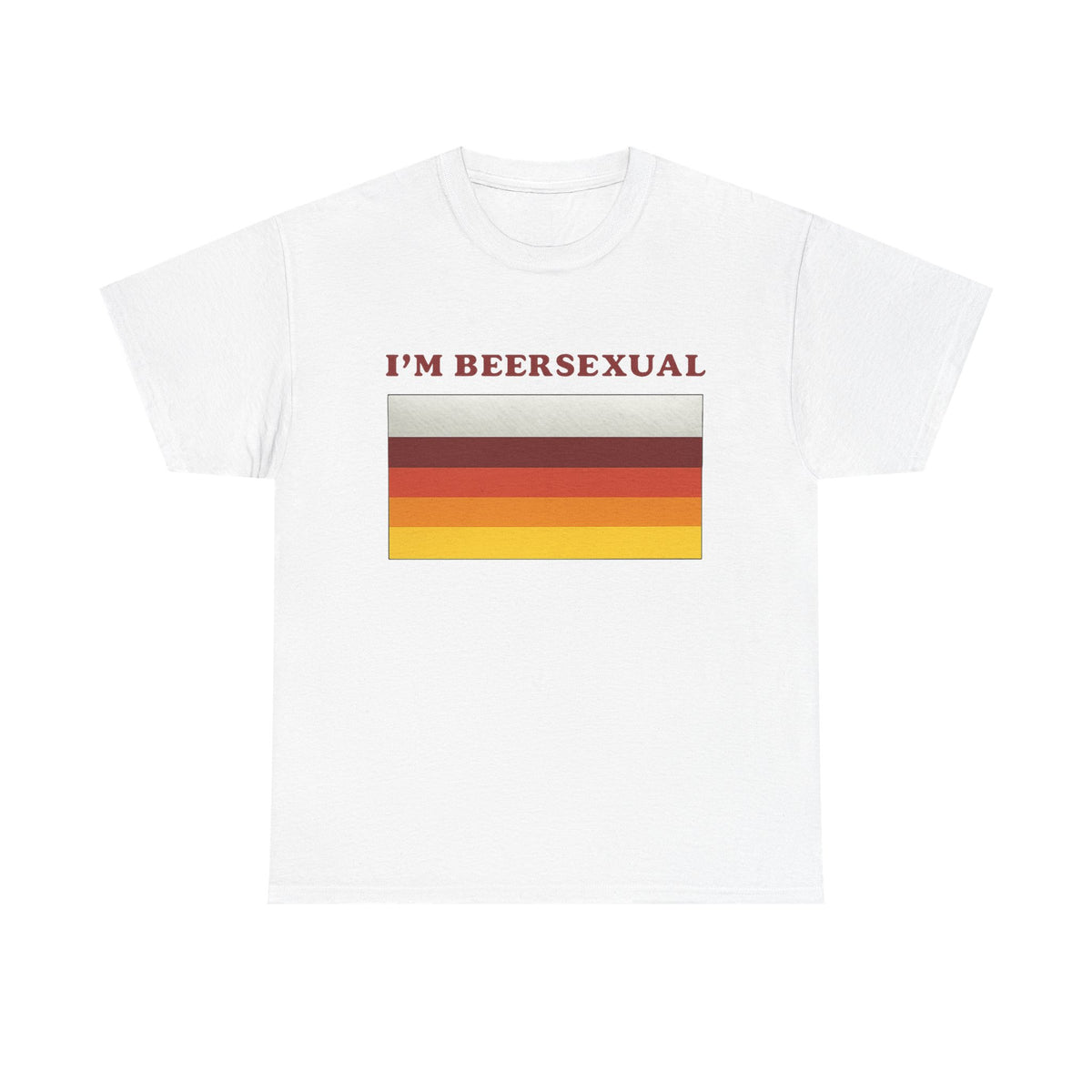I'm Beersexual funny beer lover t-shirt front view, heavy cotton unisex tee