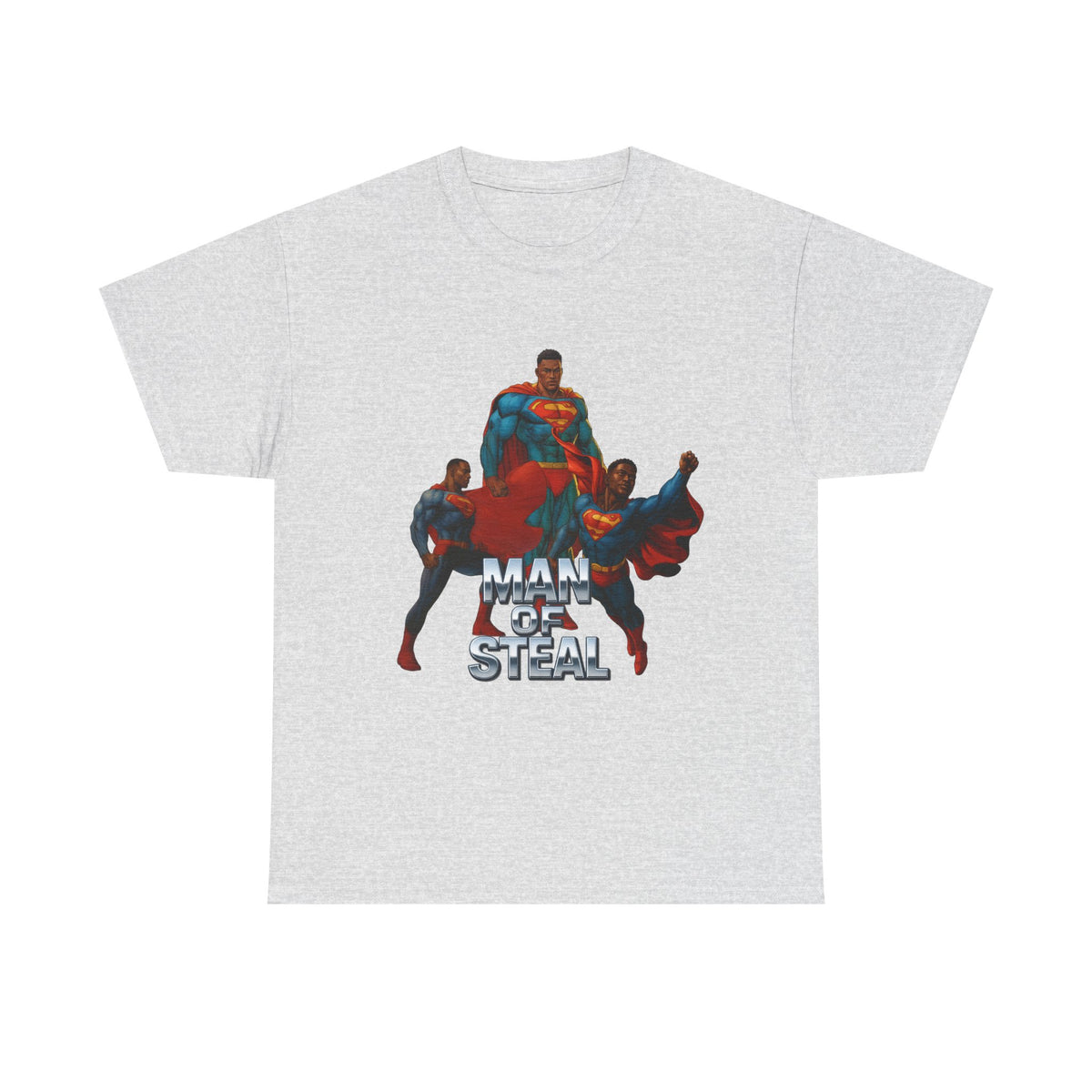 Man of Steal 2 funny superhero parody t-shirt alternate color, heavy cotton unisex tee