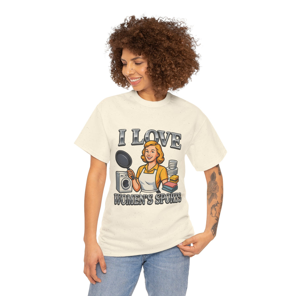 I Love Women's Sports Funny Graphic T-Shirt