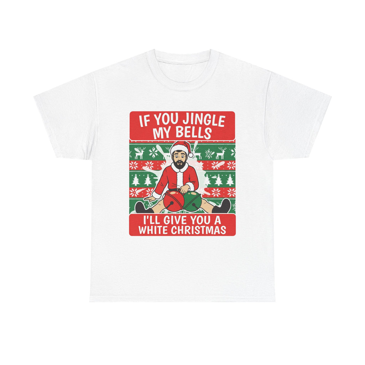 White Christmas funny offensive Christmas t-shirt front view, heavy cotton unisex tee