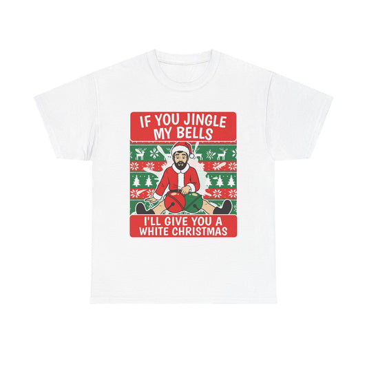 White Christmas funny offensive Christmas t-shirt front view, heavy cotton unisex tee