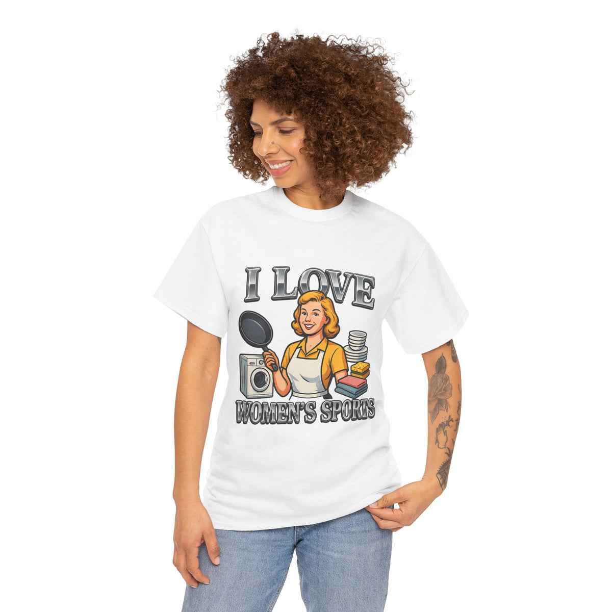 I Love Women's Sports Funny Graphic T-Shirt