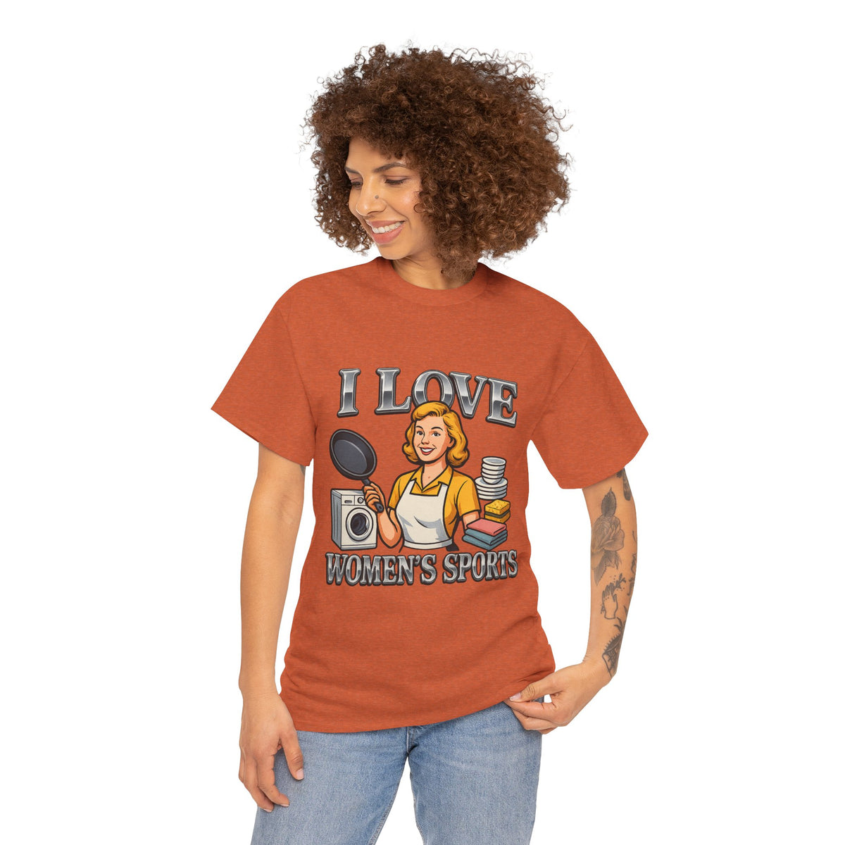 I Love Women's Sports Funny Graphic T-Shirt