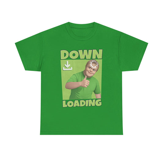 Down Loading funny progress bar parody t-shirt front view, heavy cotton unisex tee