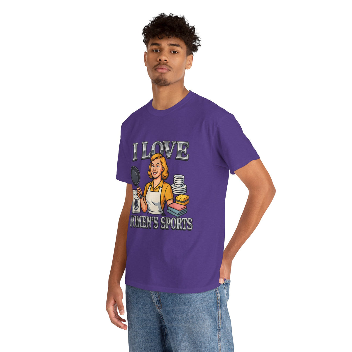 I Love Women's Sports Funny Graphic T-Shirt