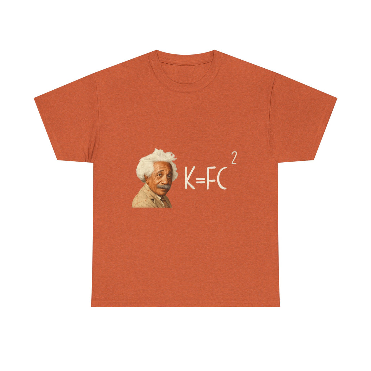 Einstein KFC funny fried chicken parody t-shirt alternate color, heavy cotton unisex tee