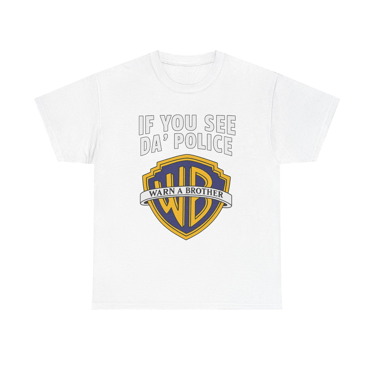 Warn a Brother funny movie studio parody t-shirt alternate color, heavy cotton unisex tee