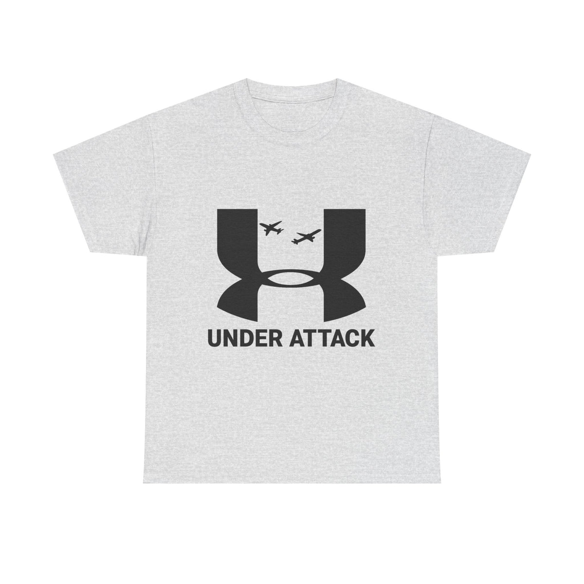 Under Attack funny sportswear parody t-shirt alternate color, heavy cotton unisex tee